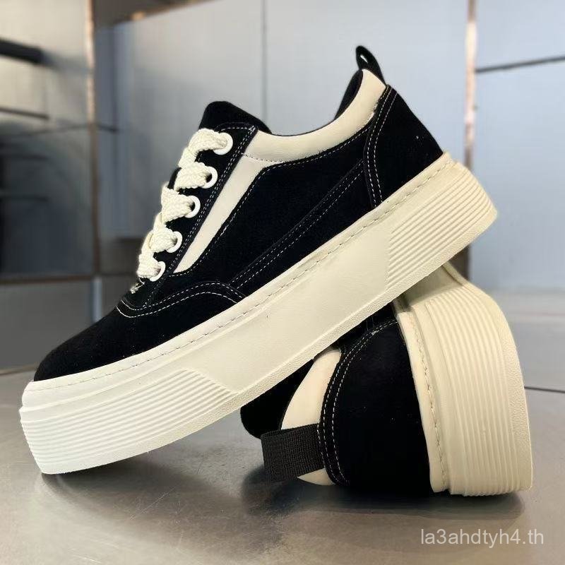 Xinhai Style รองเท้าผ้าใบพื้นหนารองเท้าอินเทรนด์รองเท้าผู้ชาย
