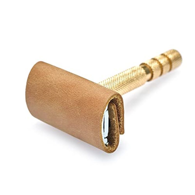Safety Razor Head Protecting Leather Cover, Genuine Cowhide Leather Double Edge Safety Razor Case Ac