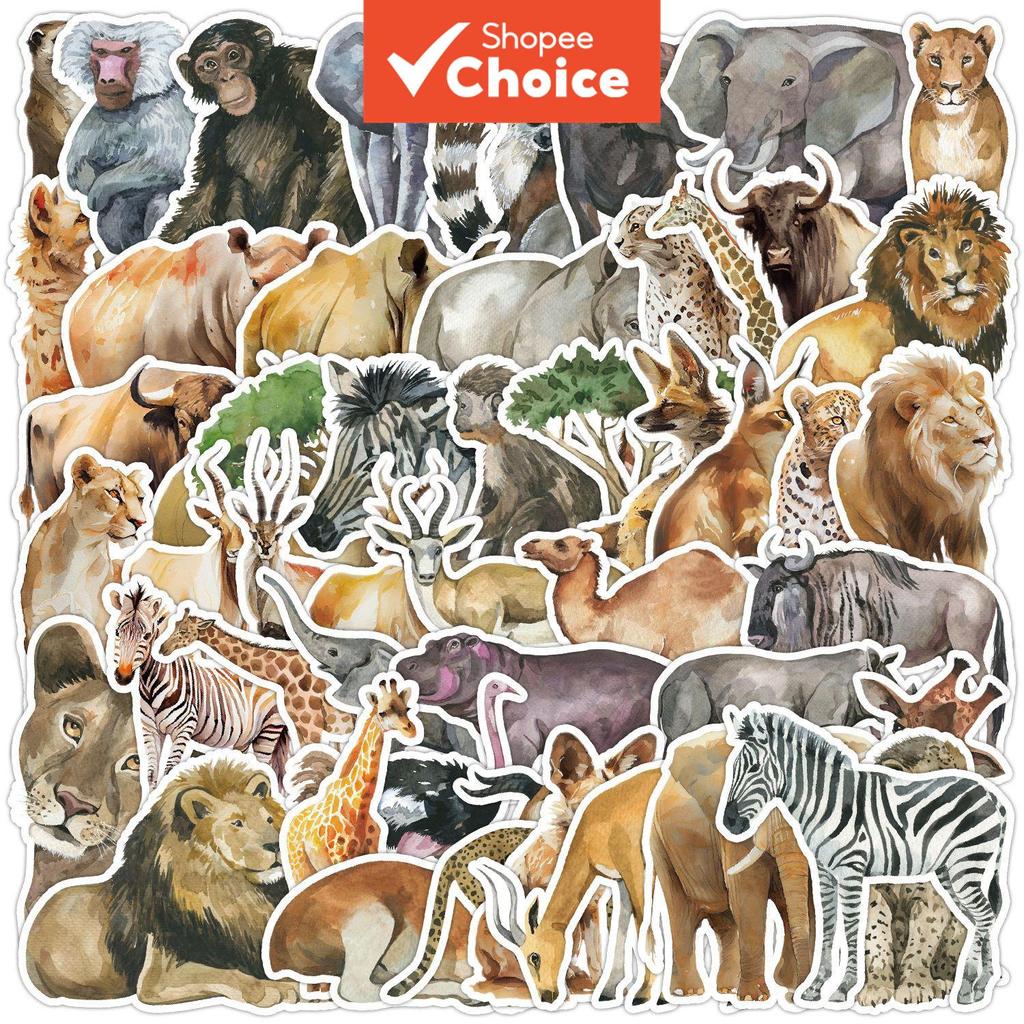 สีน้ําแอฟริกันสัตว์น่ารักสติกเกอร์ 250PCS กันน้ํา Graffiti Decals สําหรับโทรศัพท์แล็ปท็อปกระเป๋าเดินทางตู้เย็น