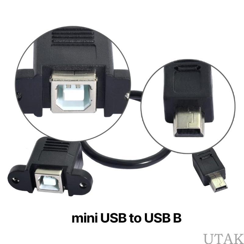 TAKE Mini USB 5Pin Male to USB B Female Cable with Screw for Printers 30 50cm