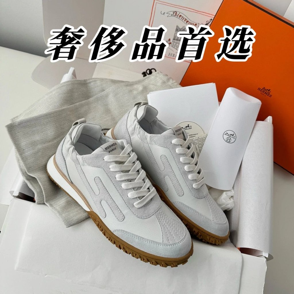 Herme * s Hermes German Training Shoes Series Casual Sports Low-Top รองเท้าผ้าใบผู้ชายผู้หญิงสไตล์เด