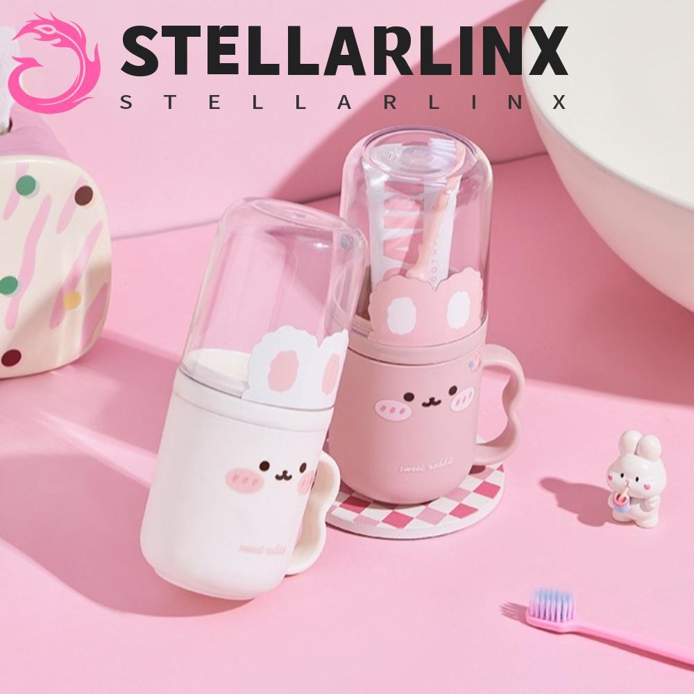 สเตลล่าrlix กล่องเก็บแปรงสีฟัน,ถ้วยน้ํายาบ้วนปากการ์ตูนขนาดกะทัดรัด,ถ้วยฟันพลาสติกแบบพกพาที่ทนทาน การท่องเที่ยว