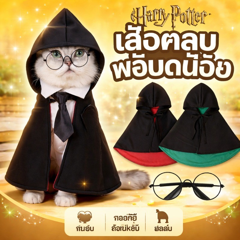😻COD😻 เสื้อผ้าสัตว์เลี้ยง ชุดแมวสัตว์เลี้ยง ชุดสุนัข แฮร์รี่พอตเตอร์ ฮาโลวีน ชุดคอสเพลย์ สําหรับสุนัข เสื้อผ้าหมา