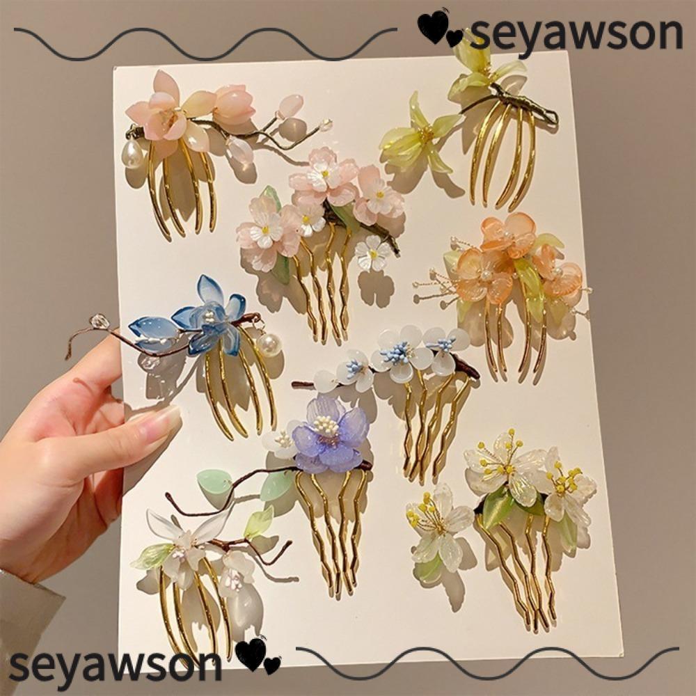 SEYAWSON แท่งยึดผมและหวียางพร้อมมุก กิ๊บทามสไตล์จีนคลาสสิก