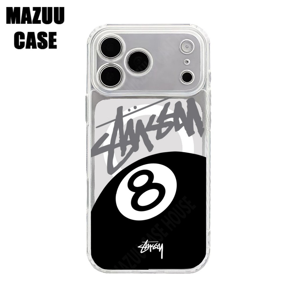 เคสไอโฟน TPU แม่เหล็กใส ปกป้องเลนส์เต็ม ลายกราฟฟิตีดำ-ขาวสไตล์ฮิปฮอป iPhone 17 16 15 14 13 12 11 Pro Max Plus