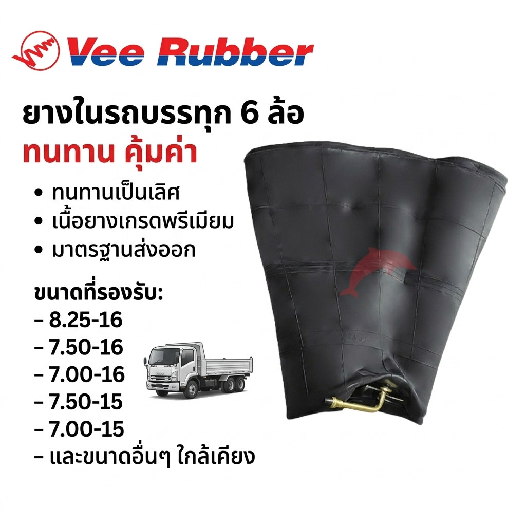 ยางใน Veerubber ขนาด 8.25-16 7.50-16 7.00-16 7.50-15 7.00-15 ทนทาน คุณภาพดี สำหรับรถบรรทุก