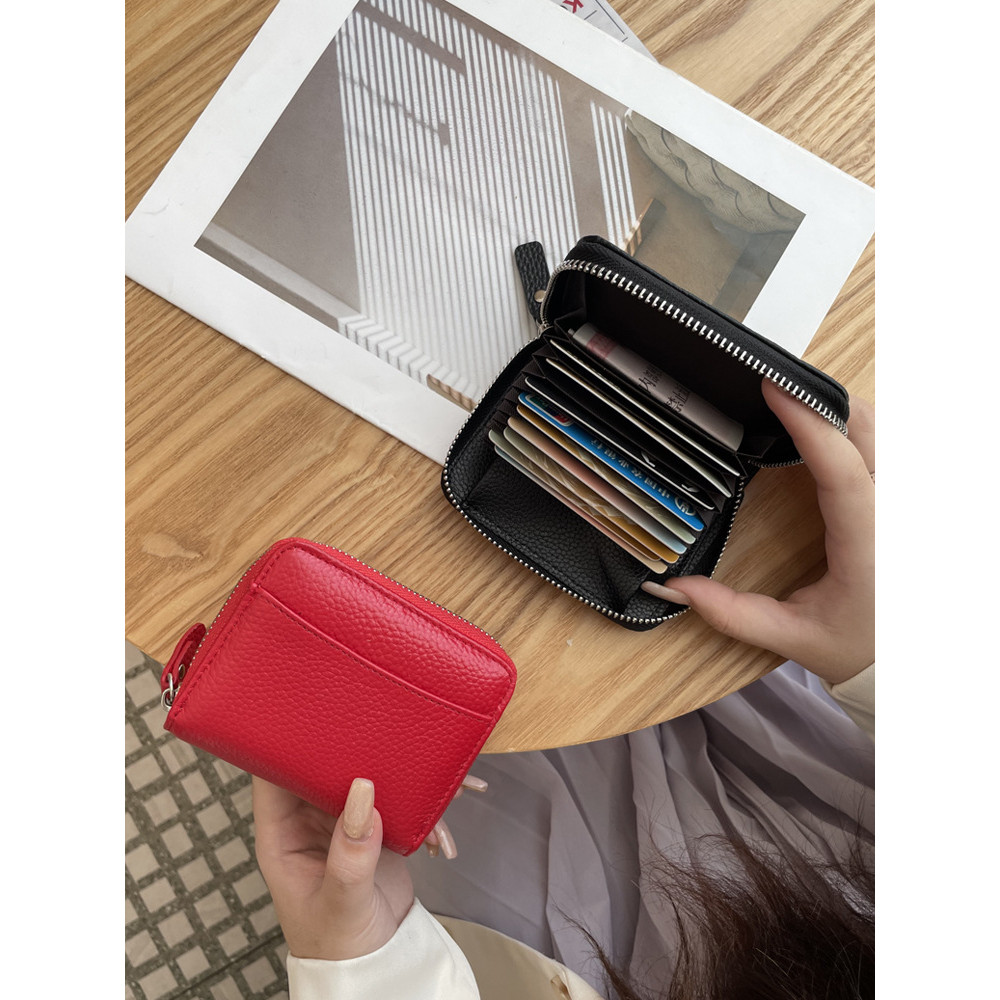 High-End ของแท้หนัง Multi-Card Slot สุภาพสตรีผู้ถือบัตรสไตล์ญี่ปุ่นขนาดใหญ่-ความจุ Co