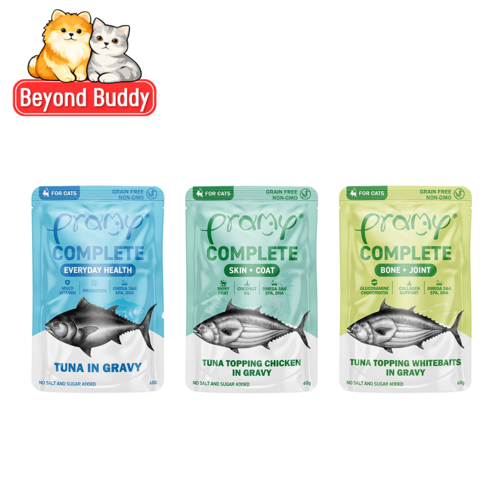 Pramy Complete อาหารเปียกแมวพรามี่ สูตรครบถ้วน สำหรับแมวทุกวัย เนื้อเนียน เปียกแมว ขนาด 60g