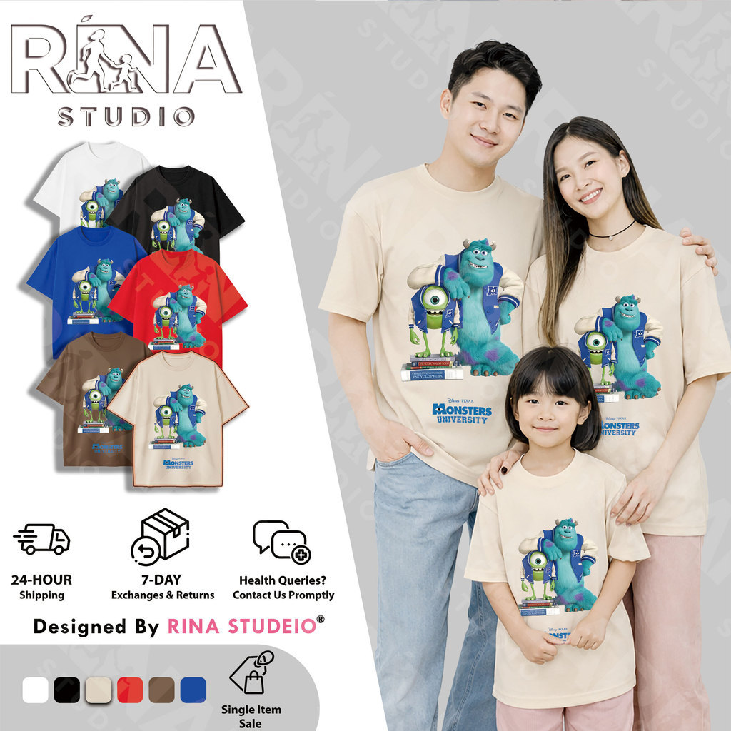RINA STUDIO Monster University พิมพ์น่ารักชุดลําลองพ่อแม่ลูก