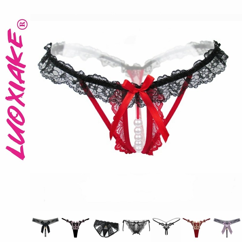 LUOXIAKE ผู้หญิงเซ็กซี่ Pearl Lace Up Bow กางเกงหลายสไตล์เสริมชุดชั้นในชุดชั้นใน