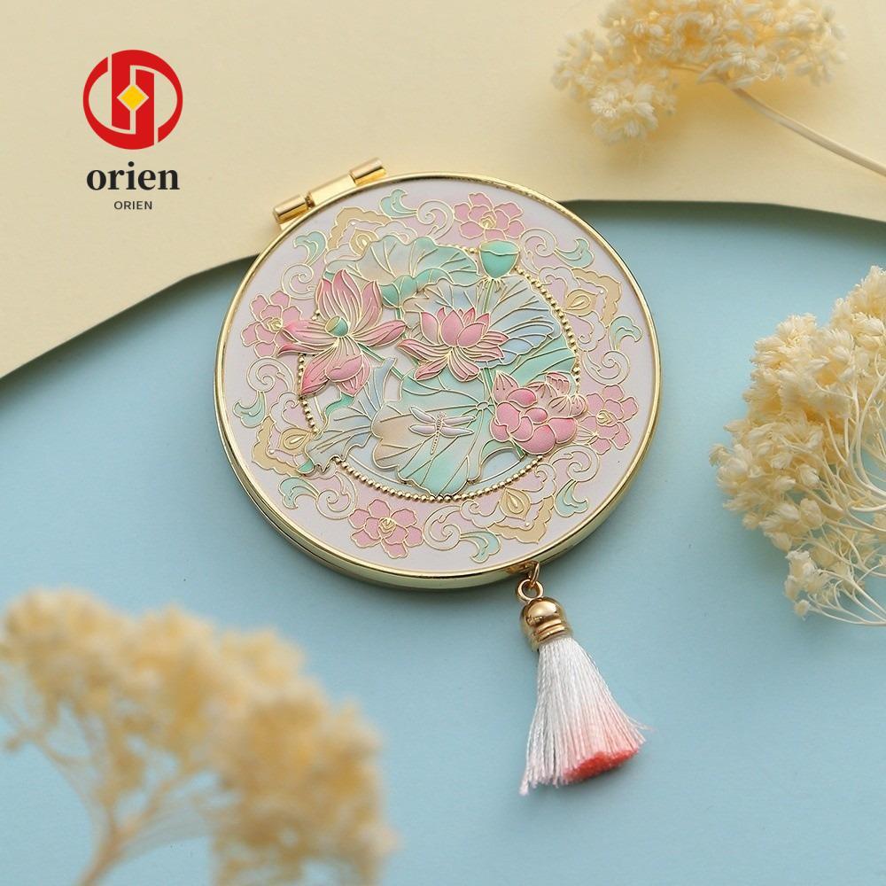 กระจกแต่งหน้า ORIEN กระจกเครื่องสําอางสไตล์จีนพับสร้างสรรค์แบบพกพาสองด้านกระจกมือถือสไตล์โบราณของที่