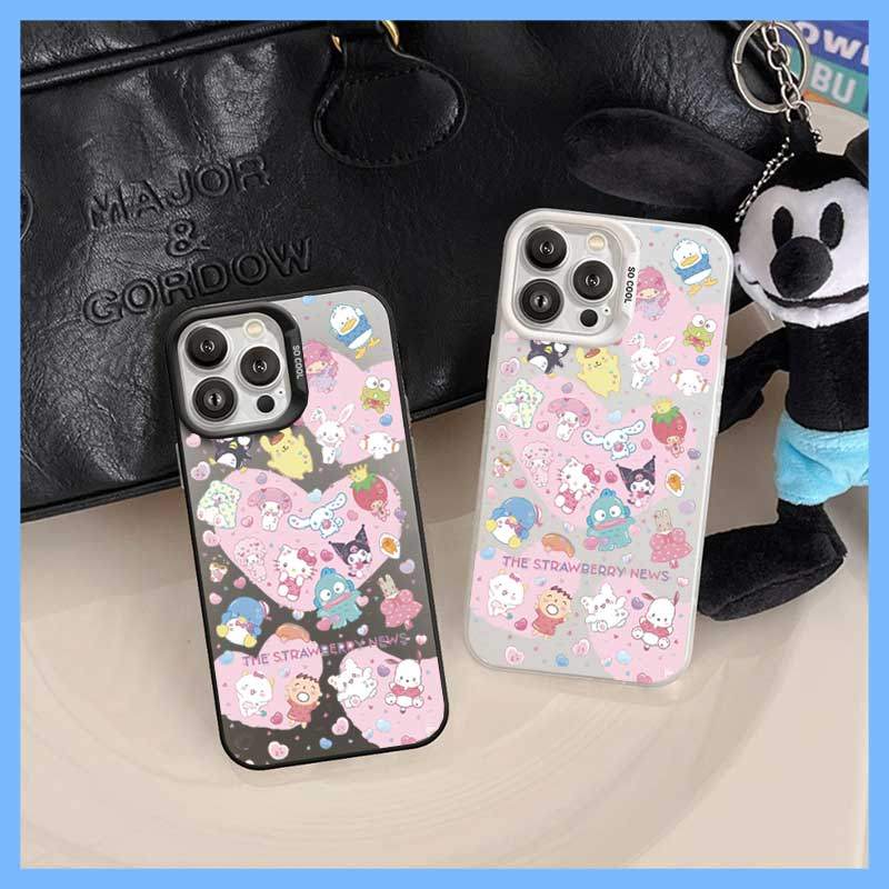 The Strawberry News เคส iPhone สีชมพูน่ารัก,iP 11/12/13/14/15/16/17/Plus/Pro/Max/XR/XS