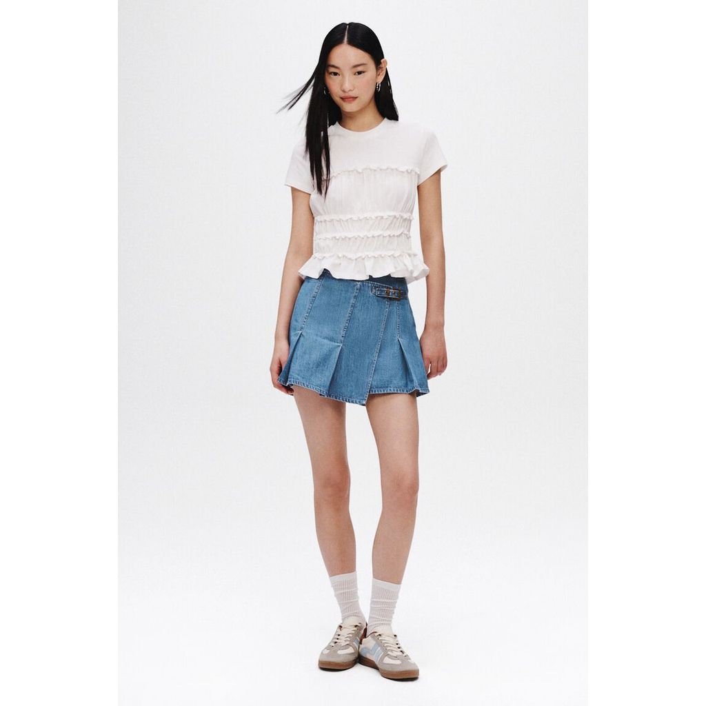 H&M(เอชแอนด์เอ็ม) กระโปรงกางเกงยีนส์แบบพันรอบ Women Wrapover denim skort 1324104_1