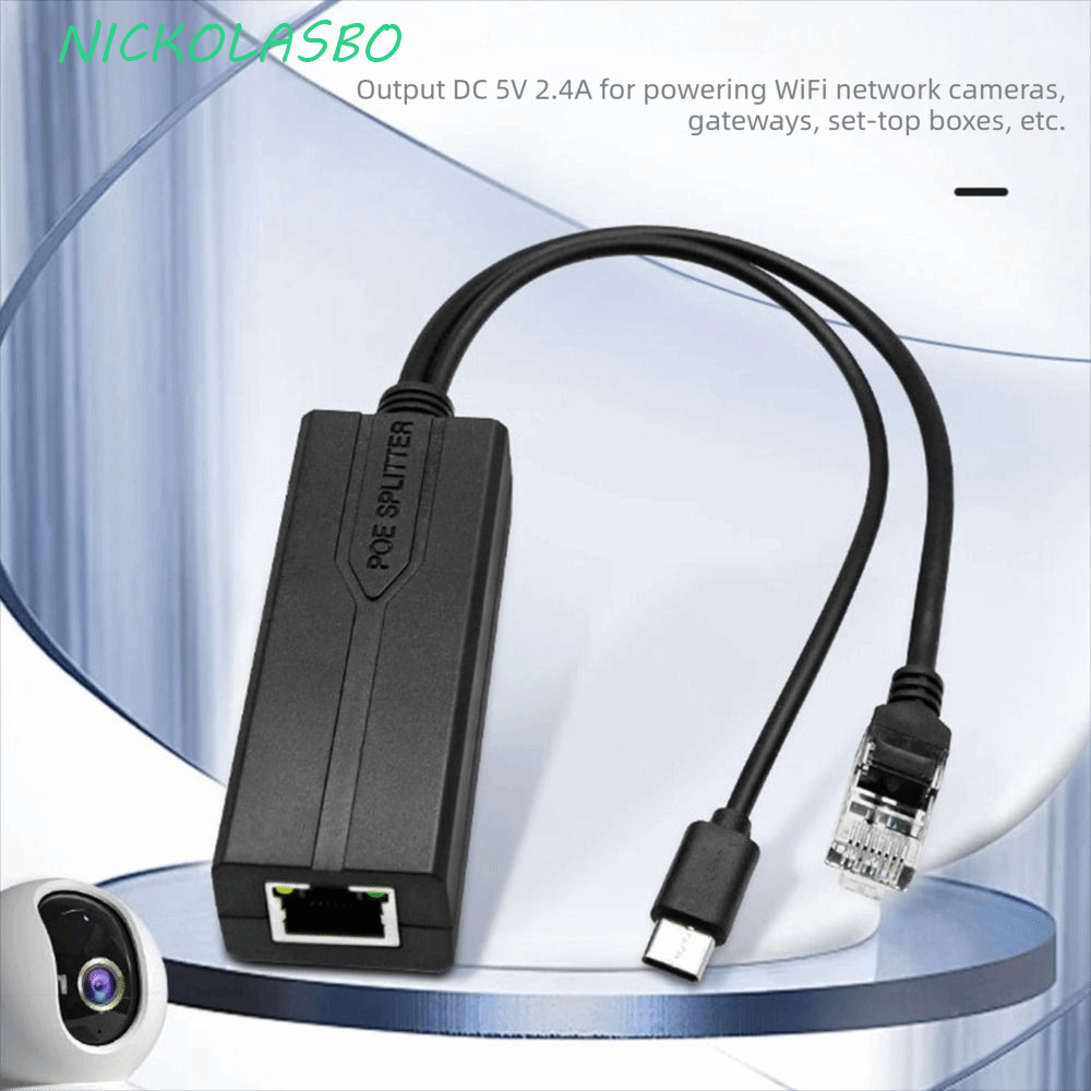 CORAZOKIS Gigabit POE Splitter, 100Mbps1000Mbps 48V ถึง 5V Active PoE Splitter, 5V 2.4A 5V 3.5A IEEE 802.3af ความเข้ากันได้ที่แข็งแกร่ง PoE ถึง TYPE-C Splitter กล้อง