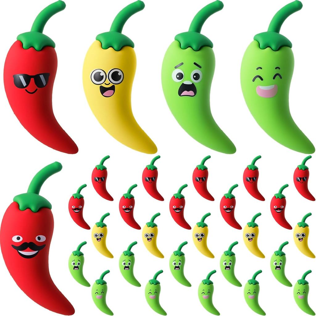 25 ชิ้น Mini Chilli Pepper Figurines to Chili Festival Party Little ปลอม Hot Peppers ตัวเลขขนาดเล็ก 