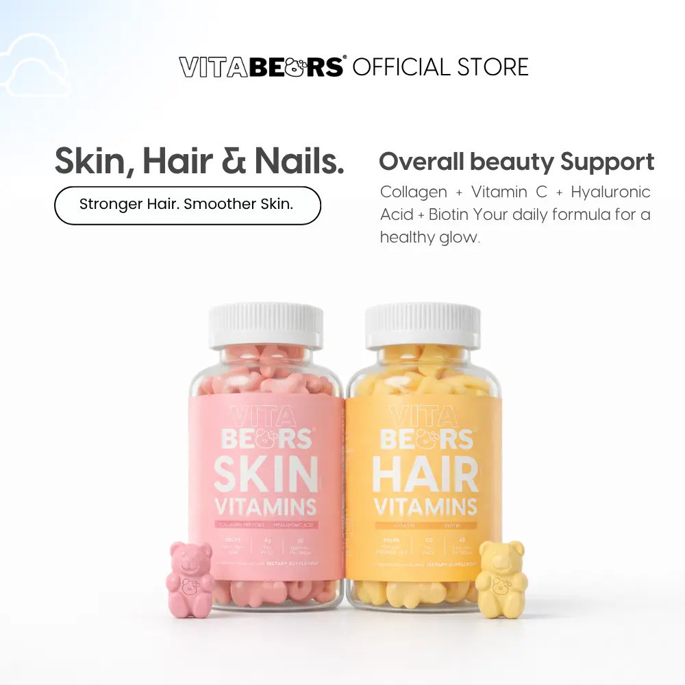 Vitabears Collagen + Biotin Gummies Bundle | Marine Collagen + Biotin Hair Growth | Hair Glow Skin V