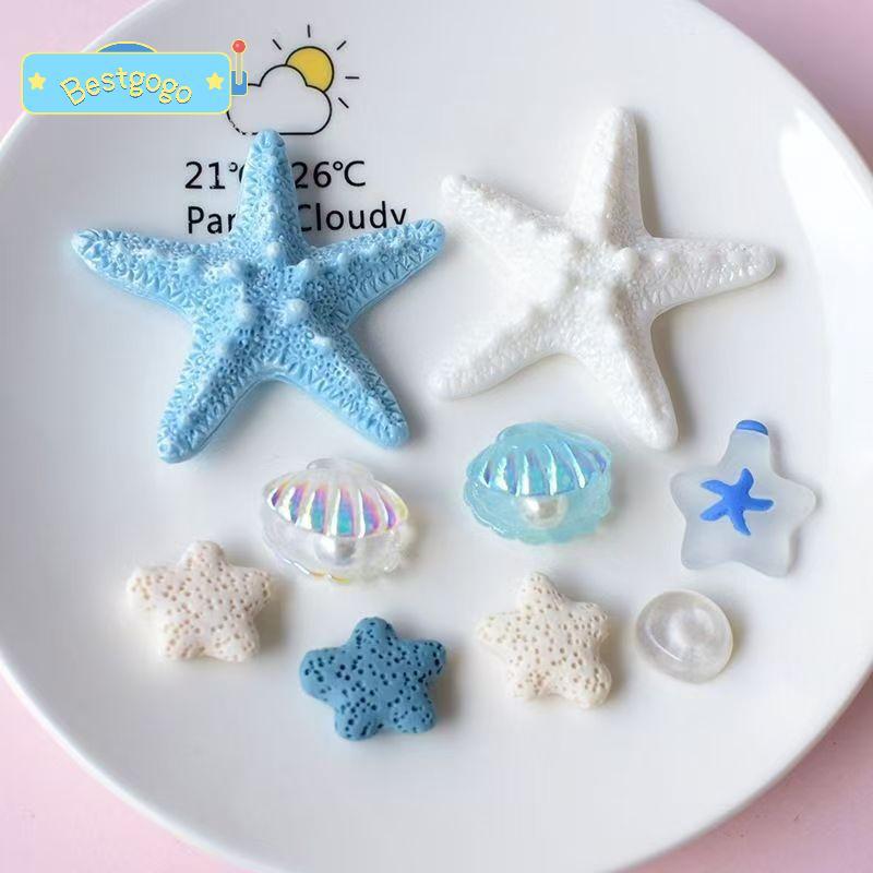 [Bestgogo-t] ชุดตกแต่งรองเท้า Sea Shell Charms DIY พร้อมลวดลายหินลาวาและปลาทะเล สำหรับฤดูร้อน
