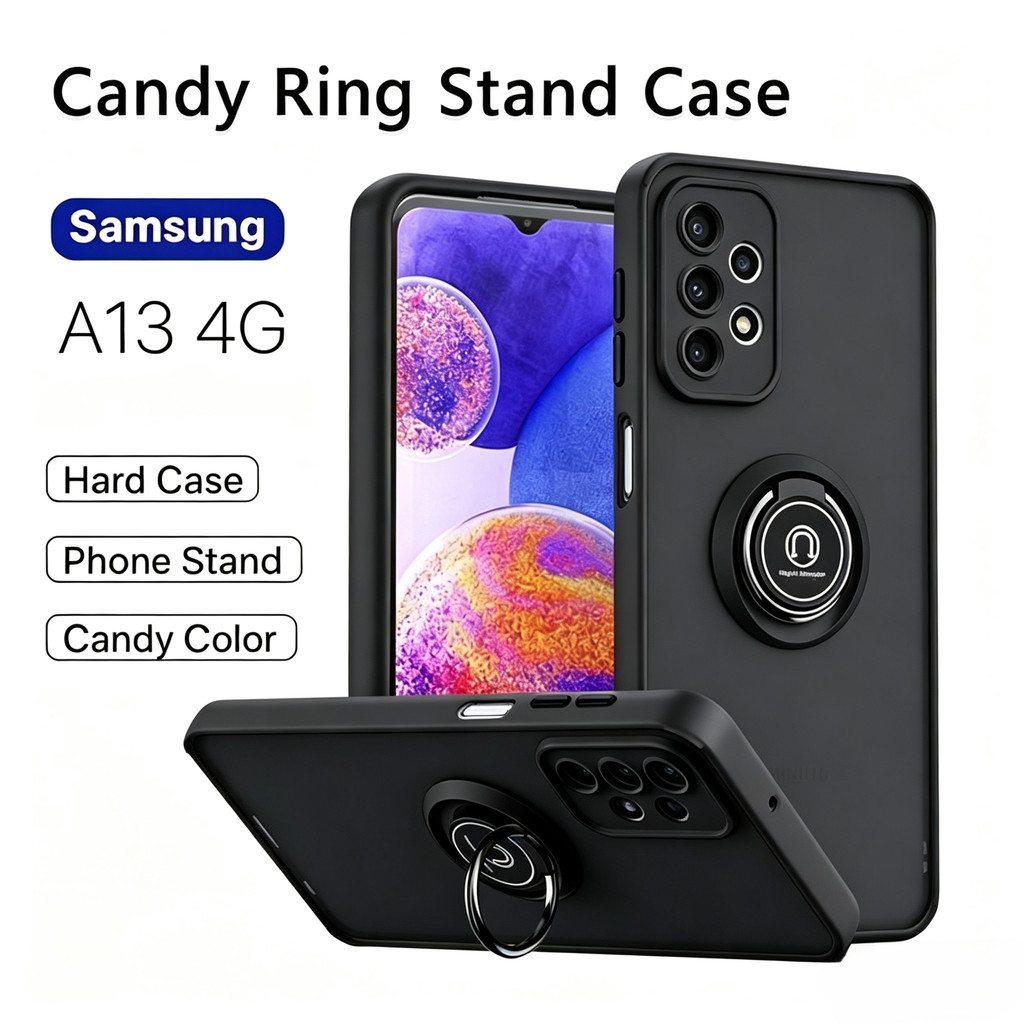 เคสโทรศัพท์หรูหราเหมาะสําหรับ Fo Samsung A13 4G 5G A23 A33 A53 A73 5Gปลอกแหวนอะคริลิคแข็งขาตั้งปลอกก