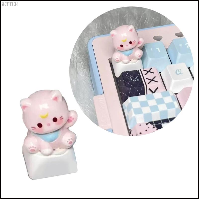 BETT ที่กําหนดเอง ESC Anime Keycap 3D การ์ตูนแมวหัว Keycap สําหรับ Crosses Axis คีย์บอร์ดแบบกลไก