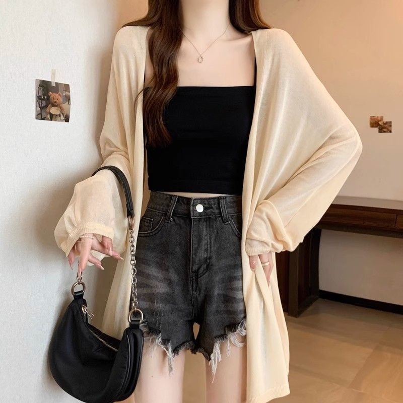 เสื้อกันหนาวถักสำหรับผู้หญิง พร้อมผ้าคลุมไหล่บางและขนาดใหญ่