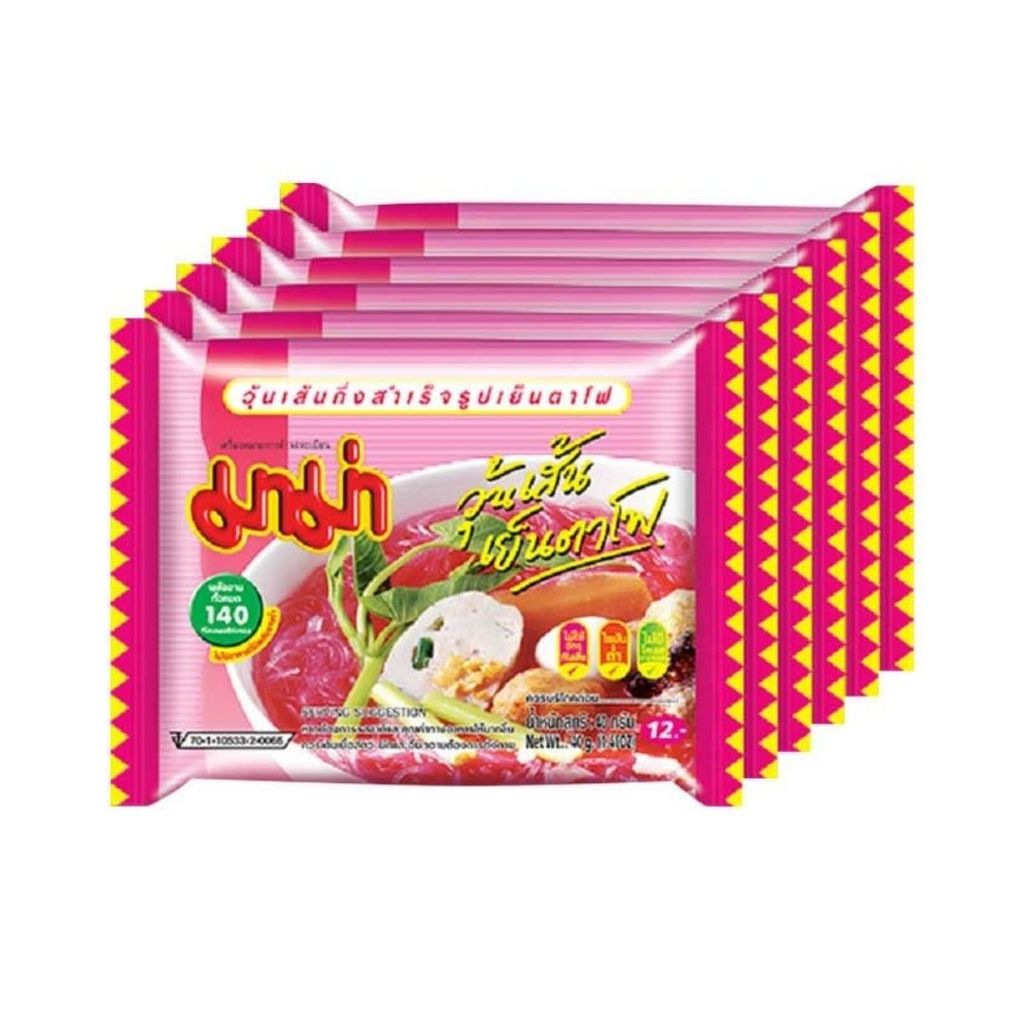 มาม่า วุ้นเส้นเย็นตาโฟต้มยำ(Mama Yentafo Tomyum 40g. Pack6)