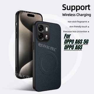 OPPO A6S 5G 4G หนังกันกระแทกคาร์บอนไฟเบอร์รูปแบบปลอกแม่เหล็ก OPPOA6S ไร้สายชาร์จกลับฝาครอบโทรศัพท์