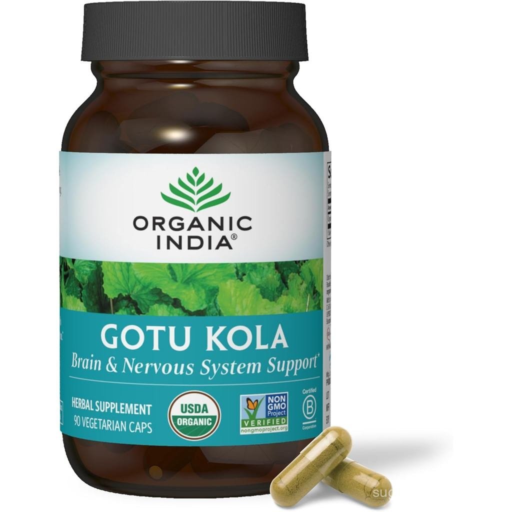 ORGANIC INDIA สมุนไพรใบบัวบก Adaptogen สําหรับ & พอร์ตระบบประสาท Gluten Ksher USDA ได้รับการรับรอง O