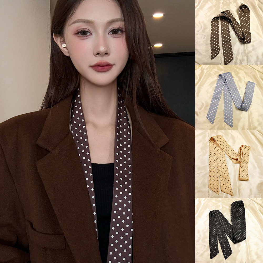 Polka Dot กระเป๋าพร้อมริบบิ้นแถบคาดศีรษะ Choker Streamer สำหรับผม Tie Band ผ้าพันคอหรูหรา DIY แฟชั่น
