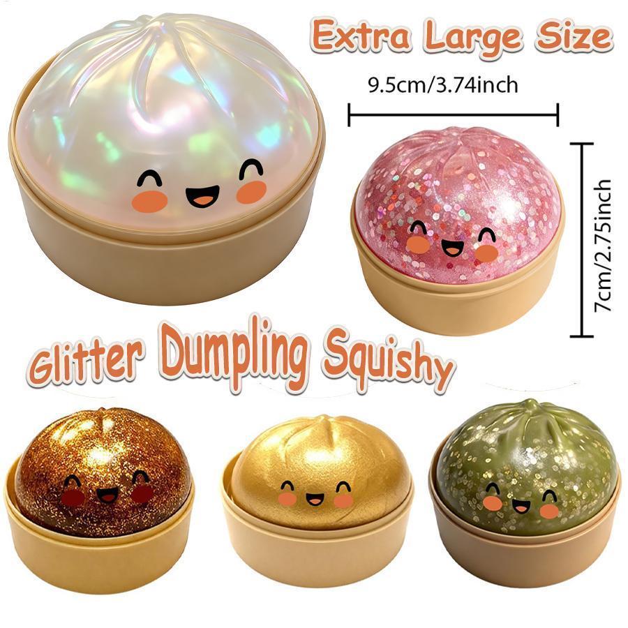 2026 ใหม่ Glitter Dumpling Squishy จําลอง Dumpling Squeezable ของเล่น Steamer สําหรับความเครียดบรรเทา (5.5 ซม.)