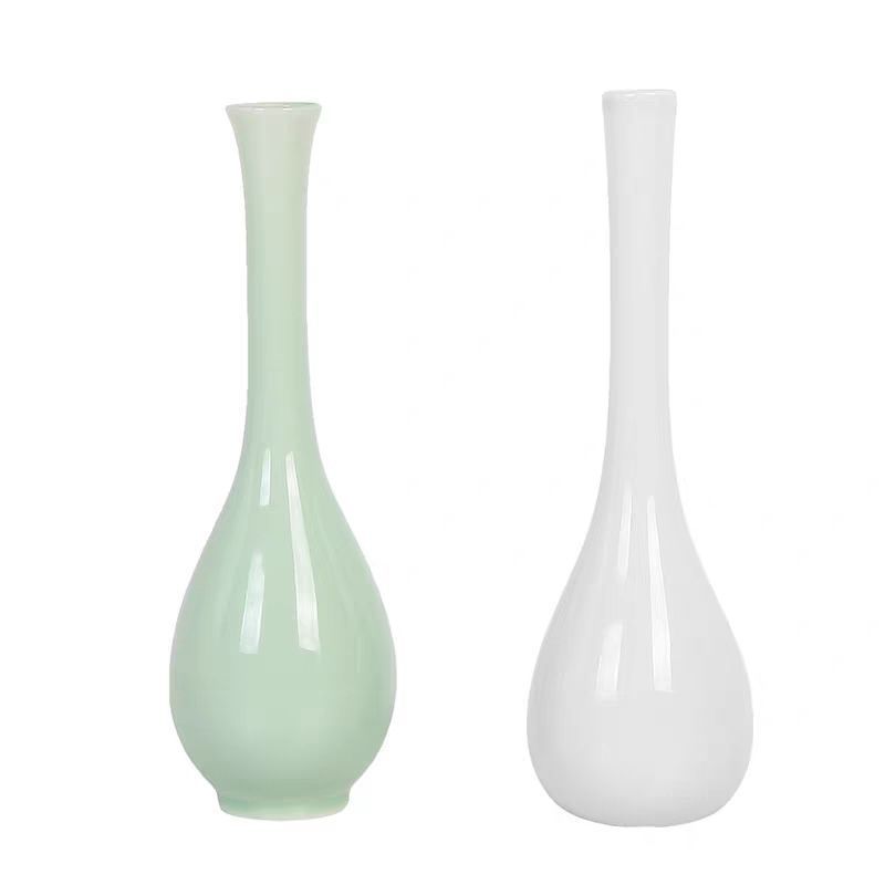 Leak-Picking White Porcelain Guanyin แจกันหยกแจกันบริสุทธิ์การจัดดอกไม้แจกันคอยาว Slim-Mouth Celadon แจกันขนาดเล็กสําหรับ Budd ราคา ถูกที่สุด ดีลบีเคเค แกลเลอรีภาพที่ 7