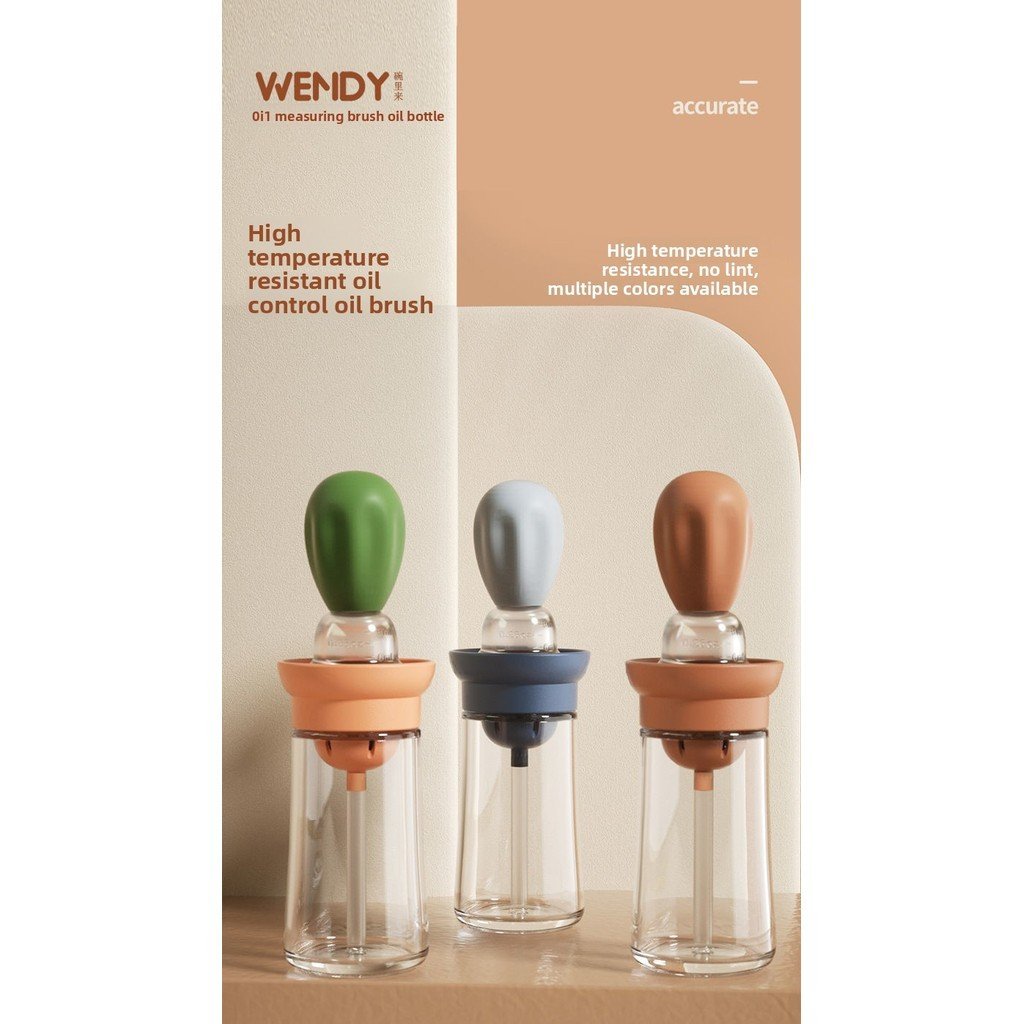 QUANTITATIVE OIL BOTTLE WITH SILICONE แปรงผสมน้ํามันควบคุมขวด CREATIVE HOUSEHOLD BAKING OIL ABSORBIN