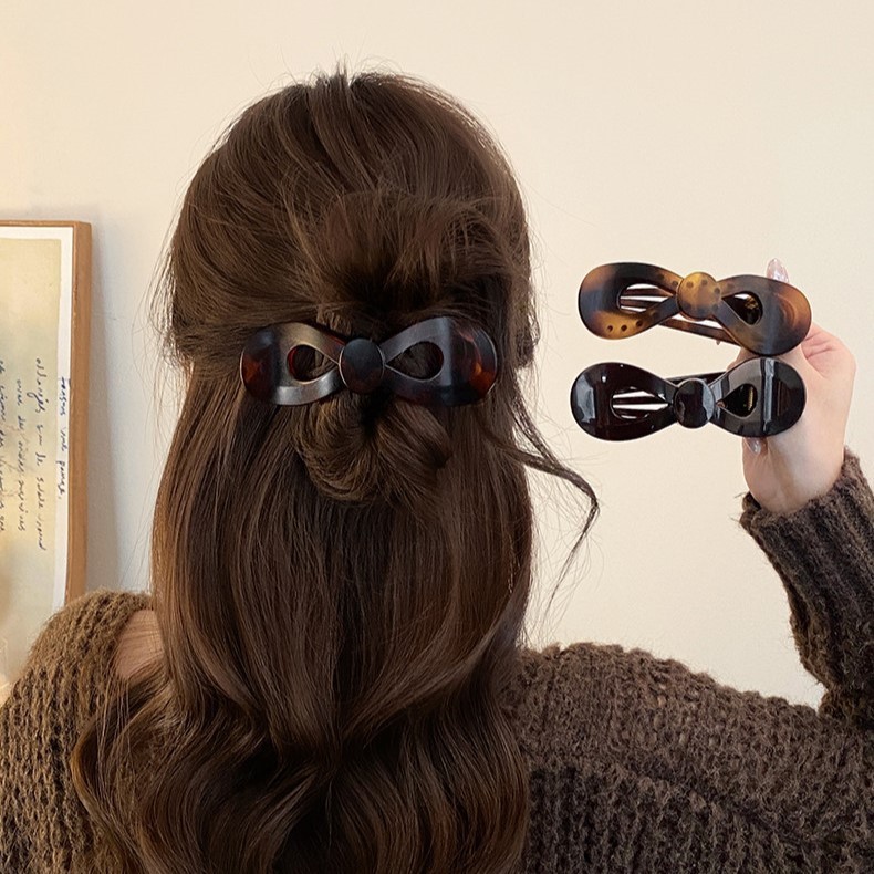 Retro Bow Hairpin หญิง Duckbill คลิป Headdress Hairpin