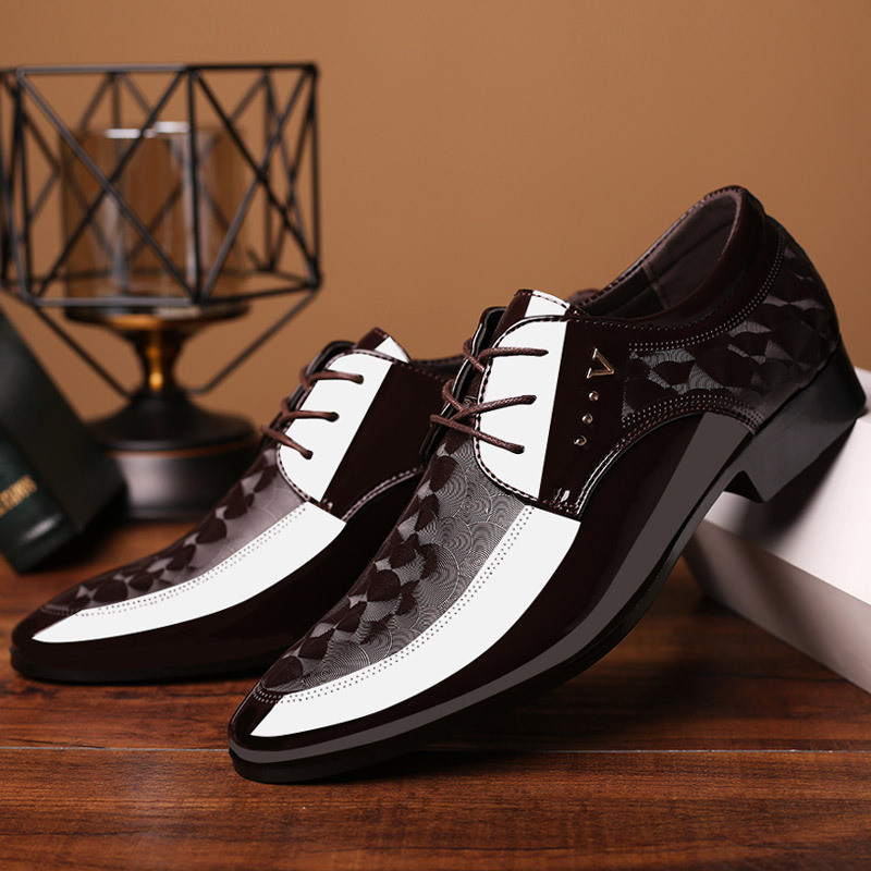 [ขายดี] Mexican Plus Size Mens High-End Leather Shoes Mens Business 正 Casual Leather Shoes Lace-Up B