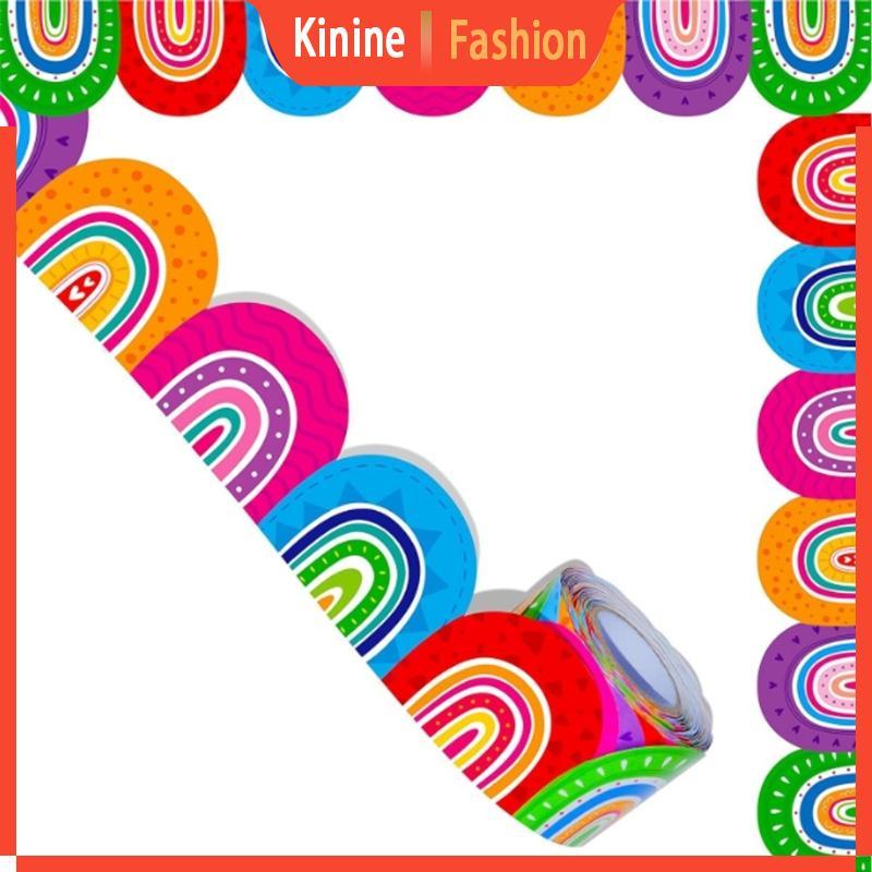 KIN บอร์ดบอร์ด Bulletin สีสันสดใส 10 ม. ตัดแต่งขอบน่ารักสําหรับตกแต่งโรงเรียน