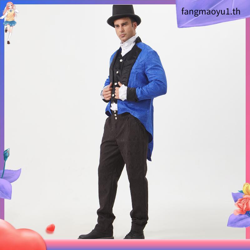 ตัวละครแต่งตัวเครื่องแต่งกายผู้ชาย Steampunk Tail Coat Jacket Gothic Victorian Frock Coat เสื้อผ้า