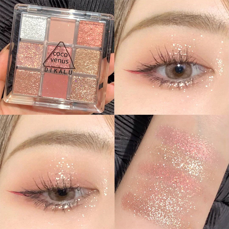 พร้อมส่ง อายแชโดว์พาเลต พระอาทิตย์ตก 9สี ตาราง ติดทน ชิมเมอร์ กลิตเตอร์ สีครบ วัสดุดี