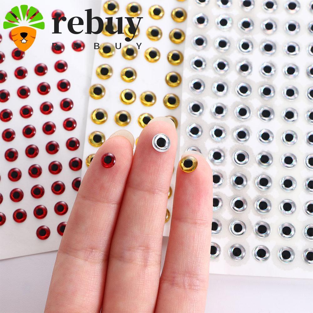 REBUY 3D Fish Eyes สติกเกอร์ตกปลา Holographic 3-6 มม. จําลอง Eyeball DIY ตา