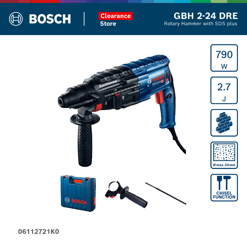 Bosch GBH 2-24 DRE สว่านโรตารี่ 3 ระบบ 790 วัตต์ รหัส 06112721K0 รับประกันศูนย์