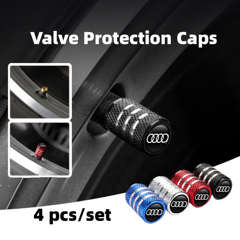 LAIFU 4pcs รถ Tyre Air Cap Stem วาล์วอลูมิเนียมล้อ Nut ยางหมวกหลายสีอุปกรณ์เสริมสําหรับ Audi RS5 RS6
