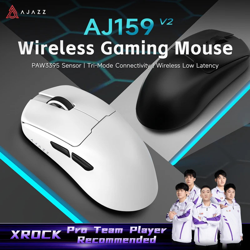 AJAJAZZ159V2/AJ159V2MC เมาส์เล่นเกมไร้สาย PAW3395/PAW331132000DPI/24000DPI1000Hz300mAh54g เหมาะสําหร