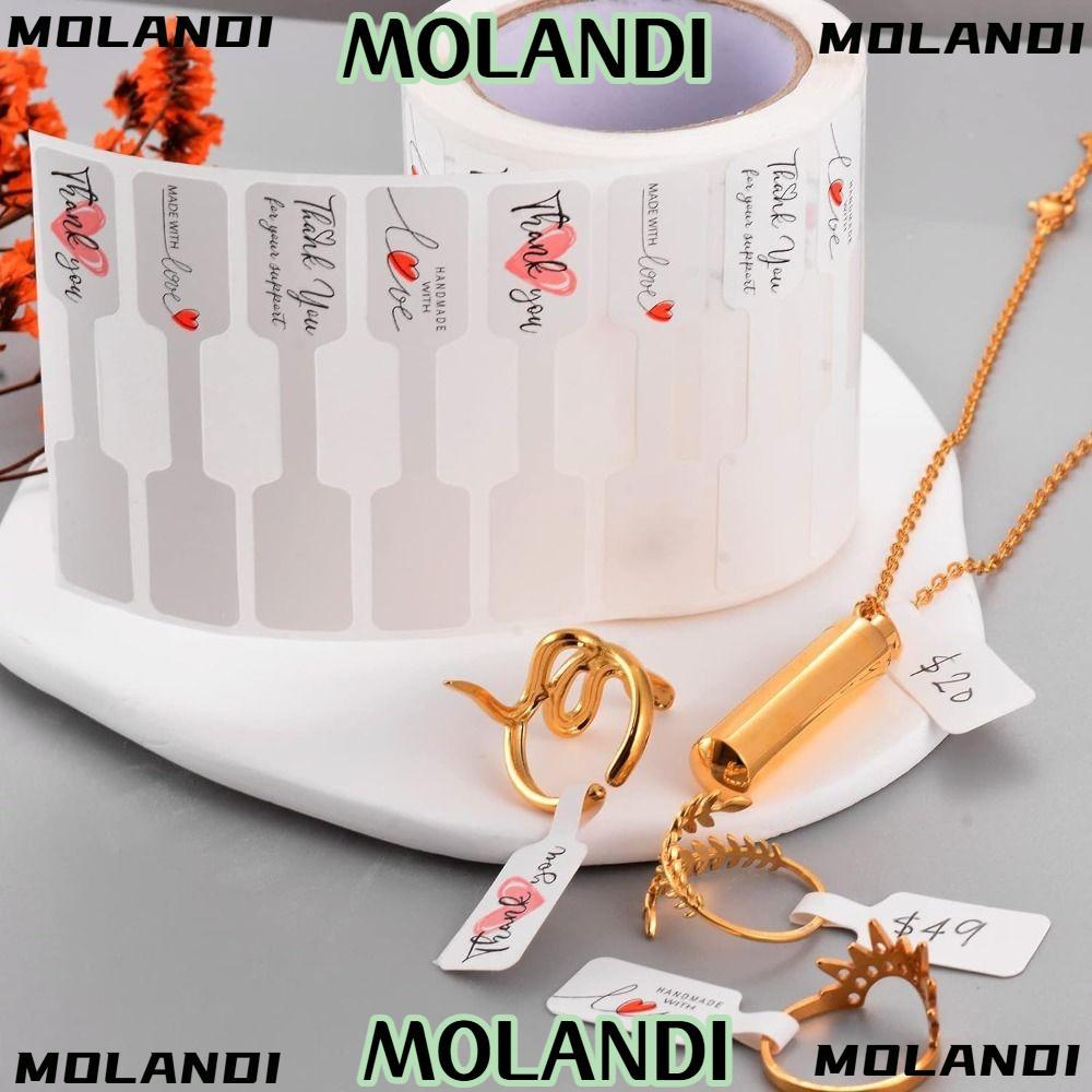 MOLANDI ป้ายราคาเครื่องประดับ 500 ชิ้น, หลากสีขอบคุณสร้อยข้อมือสร้อยคอแหวนแท็ก, กระดาษสีขาวเปล่าสร้างสรรค์สติกเกอร์ติดด้วยตนเอง