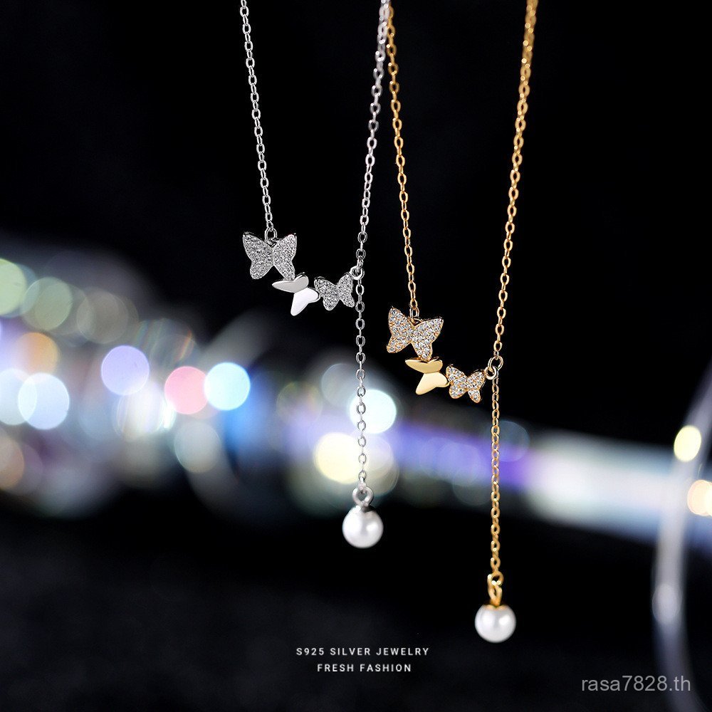การออกแบบผีเสื้อ Daigou Light อารมณ์โซ่ Pure Feel รอบลูกปัดหรูหรา Clavicle สร้อยคอจี้ s925 แขวนหรูหร