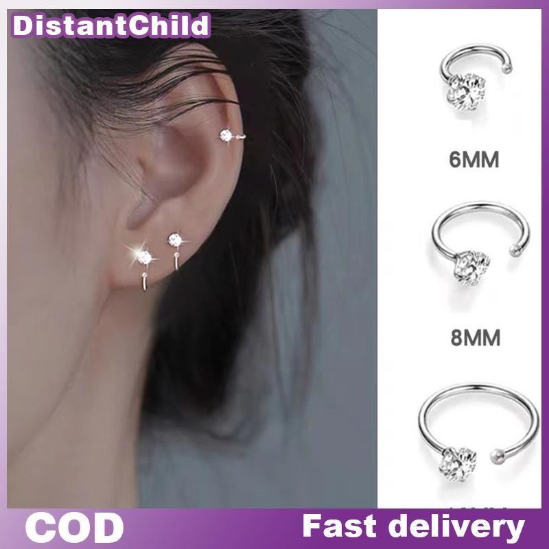 DSTH 1 ชิ้นสแตนเลส CZ เจาะต่างหู Studs หูกระดูกกระดูกอ่อน Helix Tragus Daith Conch Rook Hoop ต่างหูผู้หญิงเครื่องประดับ DSS