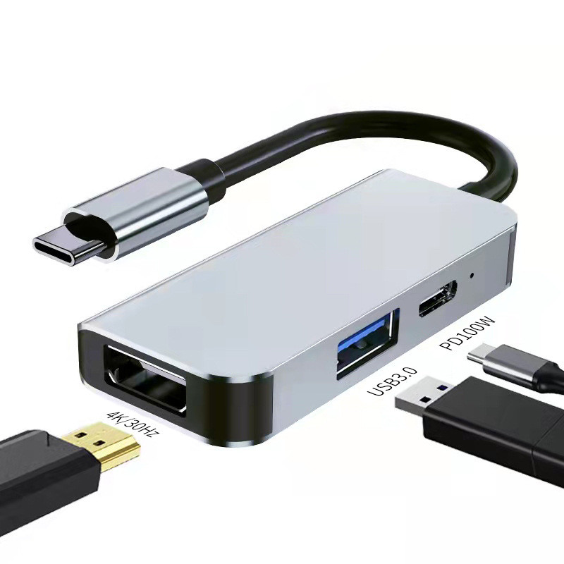 Typec Docking Station Notebook Tablet PC mac4K HD หน้าจอเดียวกัน 6 in 1 Docking Station