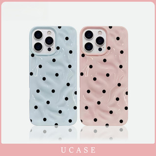 UCASE Retro Polka Dot Case Compatible for iPhone 11 13 12 14 15 16 17 Pro MAX XR XS MAX 7Plus 8Plus 7 8 6 6 S Plus  2026 Compatible for iPhone meteorite texture phone case Silikon Tahan Benturann Tahan Benturan