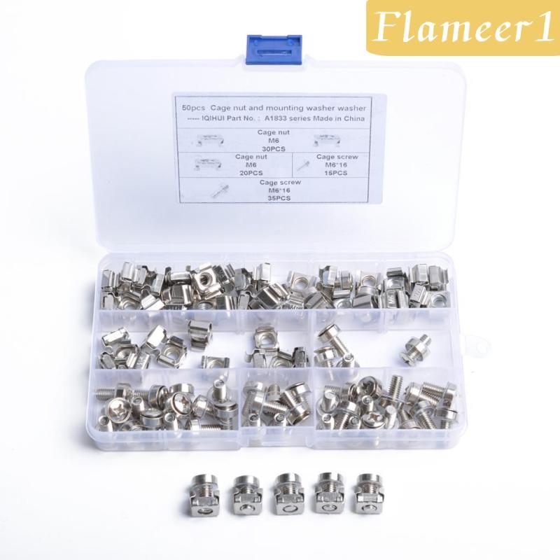 [flameer1] 19" RACK MOUNT KIT M6 CAGE NUTS, BOLTS &