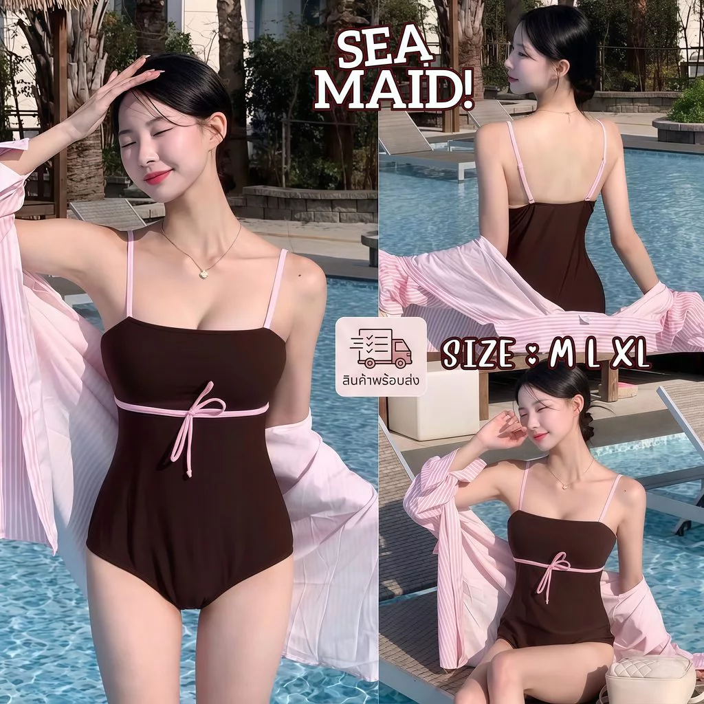 SEA MAID ชุดว่ายน้ำผู้หญิง วันพีช เก็บทรง หุ่นสวย มีฟองน้ำ ผ้าแห้งเร็ว 🏝️มีไซส์ S M L XL 2XL ส่งไว พร้อมส่ง Y757