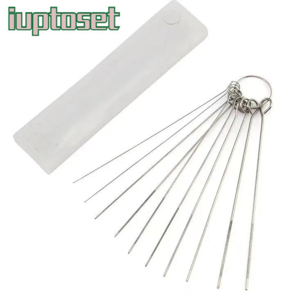 IUPTOSET 10 ชิ้น/กล่องสแตนเลสเข็มแปรงชุด,หัวฝักบัวตัดเชื่อมสแตนเลสผ่าน-เข็ม,เครื่องมือทําความสะอาดห้องขุด 0.4-1.6 มม.หัวฝักบัวแปรงทําความสะอาด