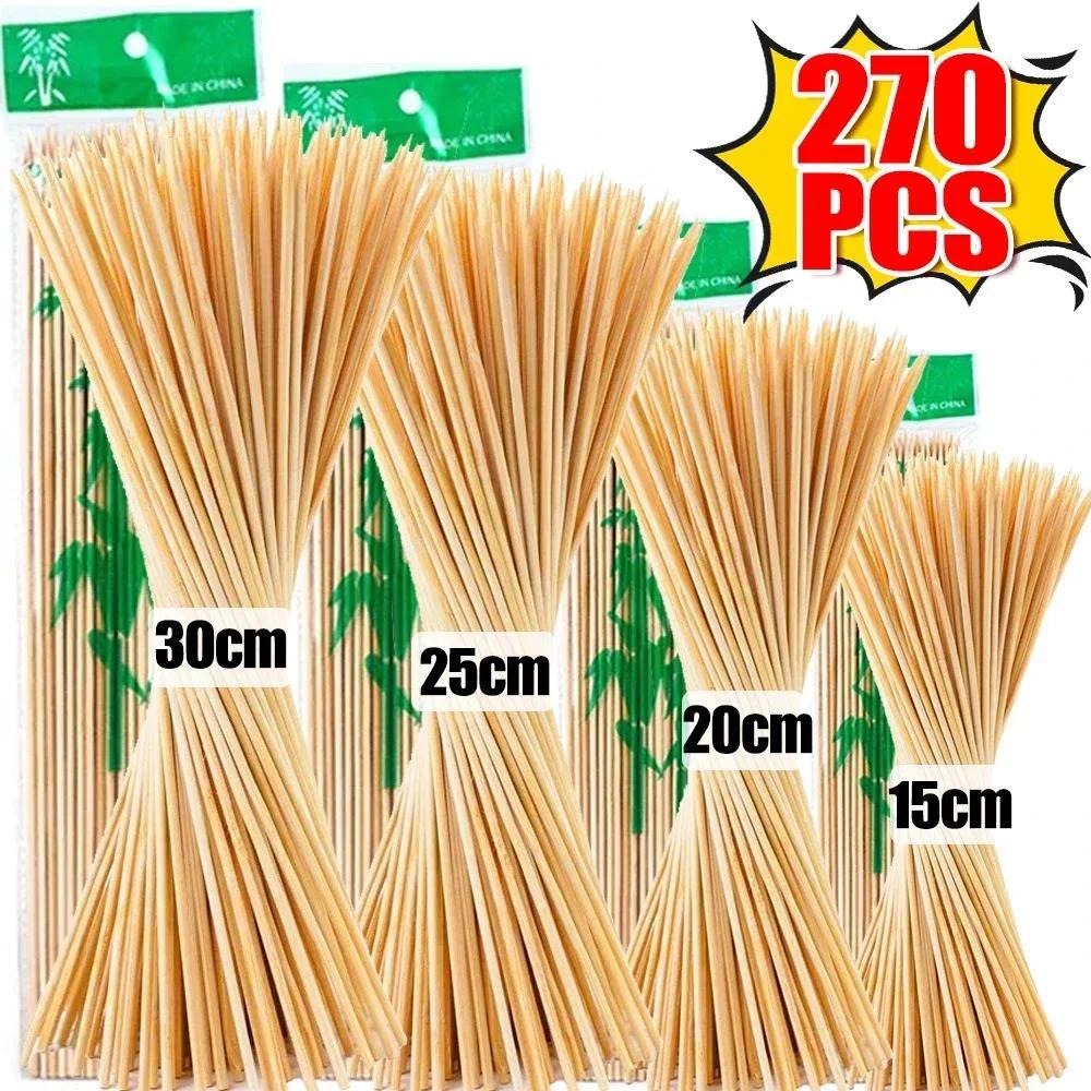 270/90Pcs Natural Bamboo BBQ Skewers Bamboo Sticks Disposable BBQ Kabob for Grilling Appetiser Barbe