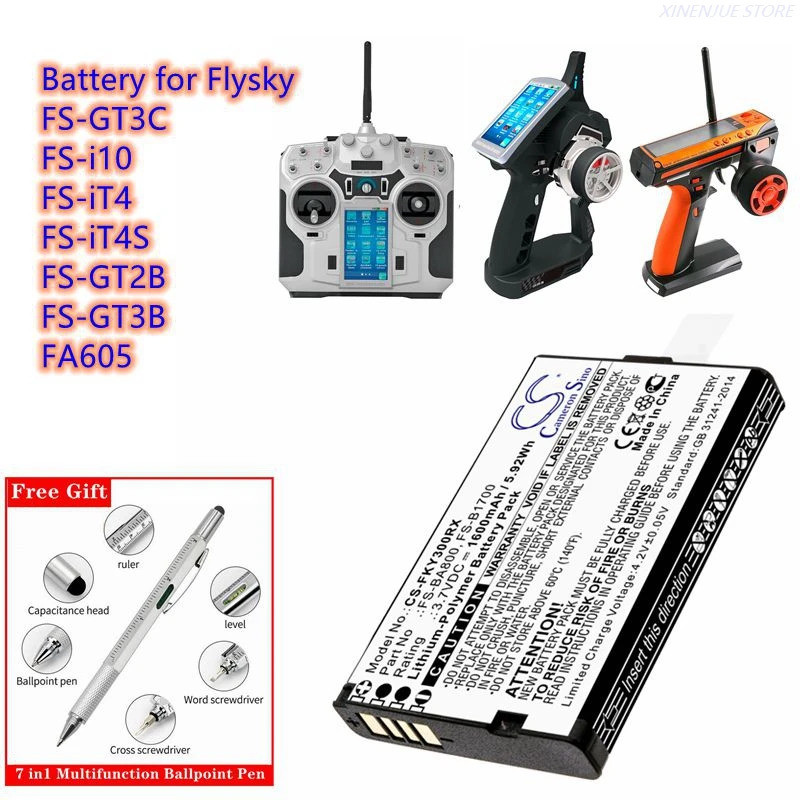 แบตเตอรี่รีโมทคอนโทรล 3.7V/1600mAh FS-BA800, FS-B1700 สําหรับ Flysky FS-GT3C, FS-i10, FS-iT4, FS-iT4